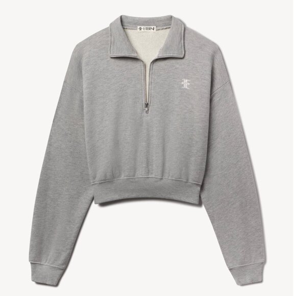 Éterne Cropped Half-Zip Sweatshirt – Heather Grey – Medium - Picture 7 of 7